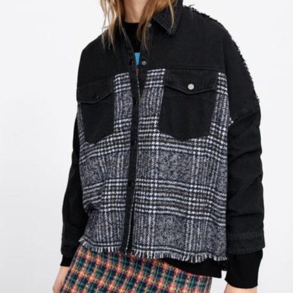 zara contrast denim jacket